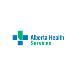 Alberta Health Services logo on black background