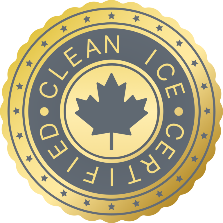 Gold Certified Clean Ice badge with maple leaf