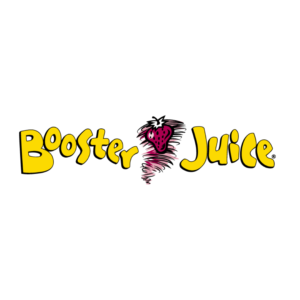 Booster Juice logo with strawberry tornado graphic