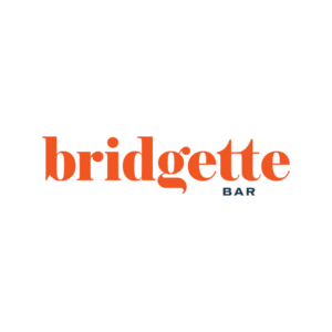 Bridgette Bar logo in orange on black background