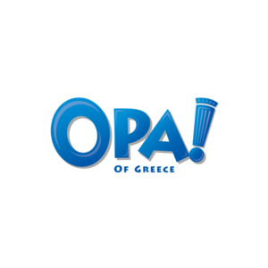 OPA! Of Greece blue logo with column exclamation